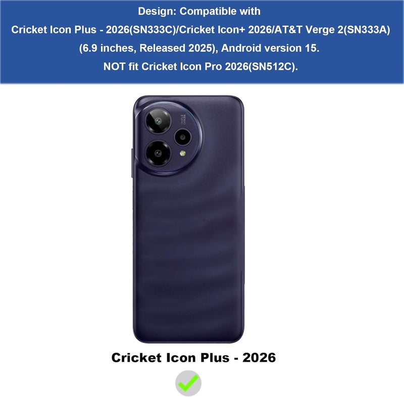 Ailiber حافظة هاتف AT&T Verge 2، واقي شاشة Cricket Icon Plus 2026، طبقة مزدوجة مقاومة للصدمات، حافة سيليكون غير قابلة للانزلاق، غلاف هاتف خلوي صلب متين - أزرق - Image 2